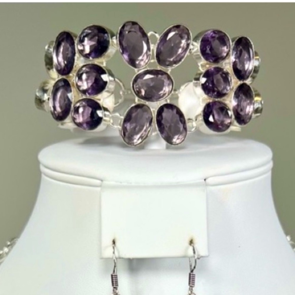 Amethyst 925 Synthetic Gemstone Large Bracelet ONLY